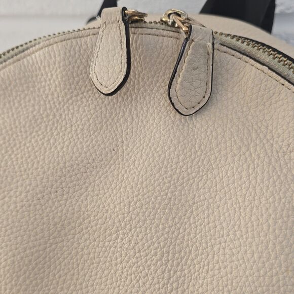 Coach Ivory Pebbled Leather Backpack Zipper Accent Gold Hardware main image 7